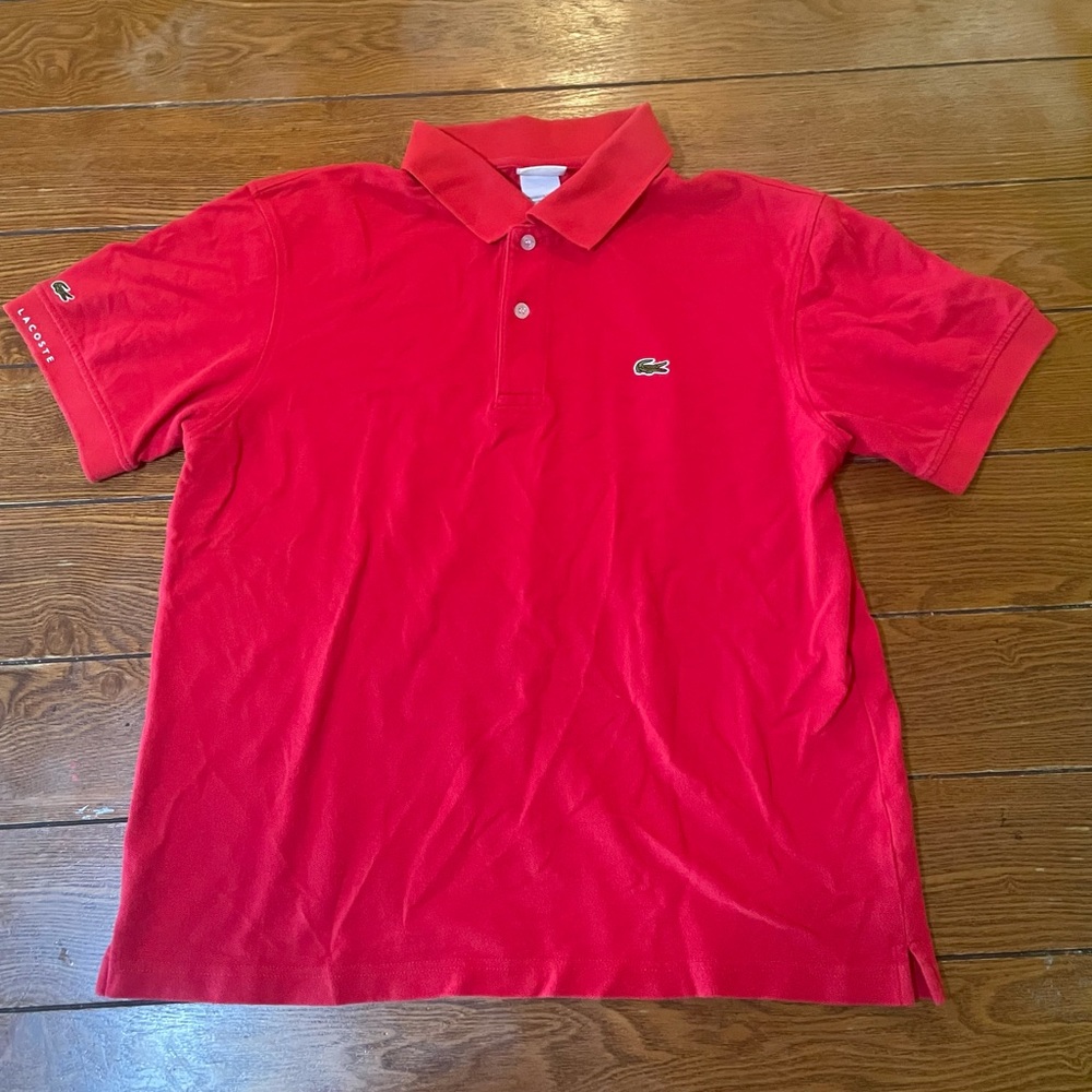 Lacoste Mens Red Polo Shirt Size 7